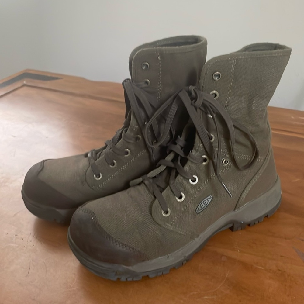 Keen Utility Roswell Mens Size 8.5D Mid Height Canvas Steel Toe Work Boots Olive